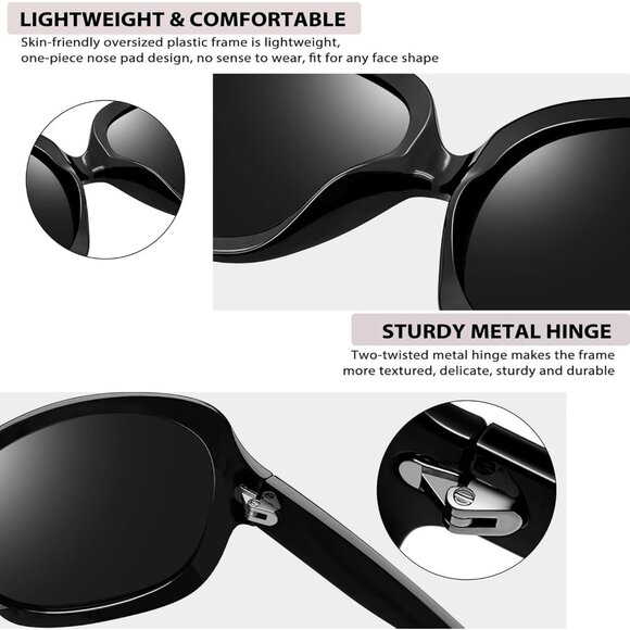 Women\'s Black Trendy Polarized Large Driving Sun Glasses UV Protective main image 4